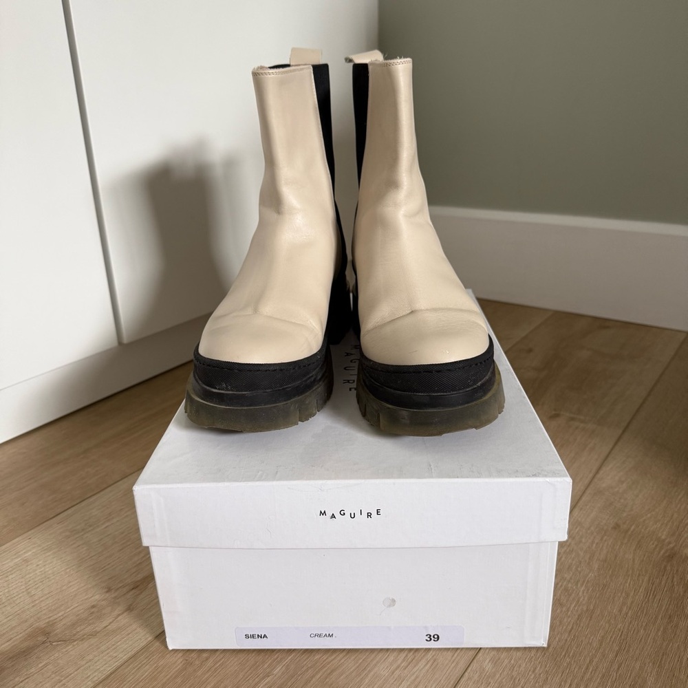 Maguire Sienna Cream Chelsea Lug Sole Boots - Women's Leather Boots - Picture 4 of 7